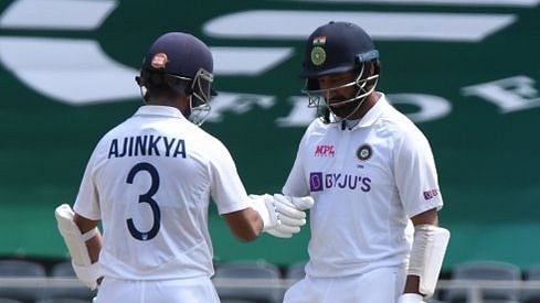 <div class="paragraphs"><p>Ajinkya Rahane and Cheteshwar Pujara during their partnership in the second Test</p></div>