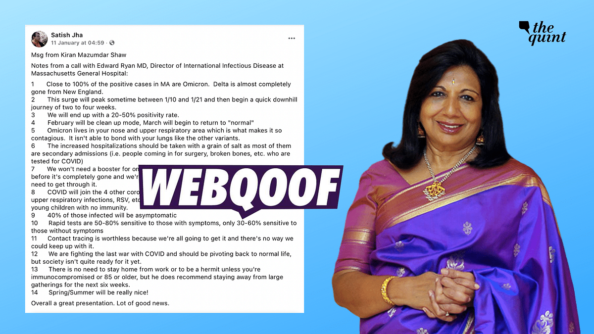 Viral Message on Omicron Variant Falsely Attributed to Kiran Mazumdar Shaw