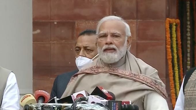 <div class="paragraphs"><p>PM Modi addressed the media at the Parliament before the start of the Budget Session on Monday.</p></div>