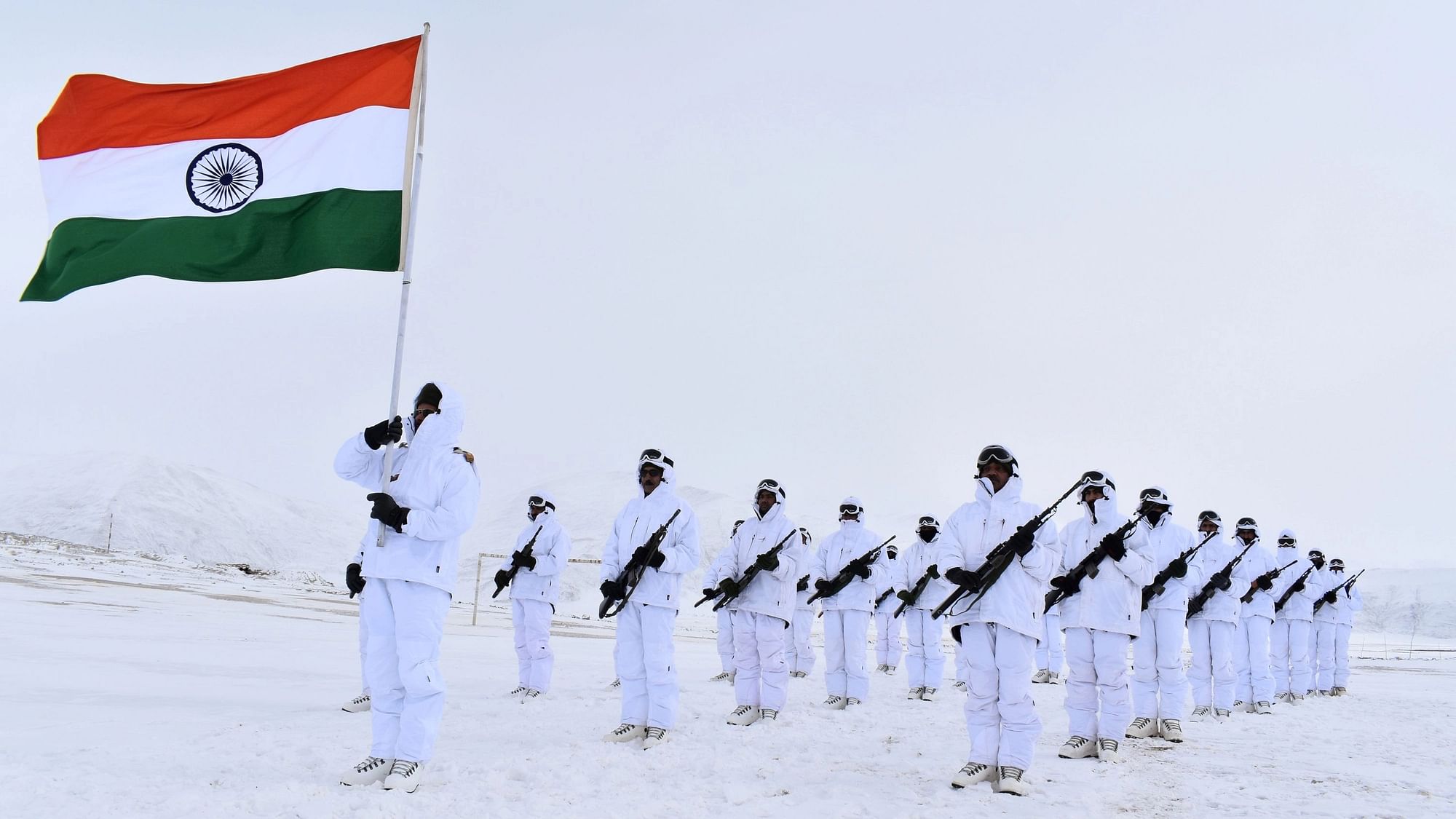 <div class="paragraphs"><p>Ladakh: Indo-Tibetan Border Police (ITBP) personnel (known as Himveers) celebrate the 73rd Republic Day at 15000 feet in minus (-) 35 degree celsius temperature, at the icy Ladakh borders, Wednesday, 26 January.</p></div>