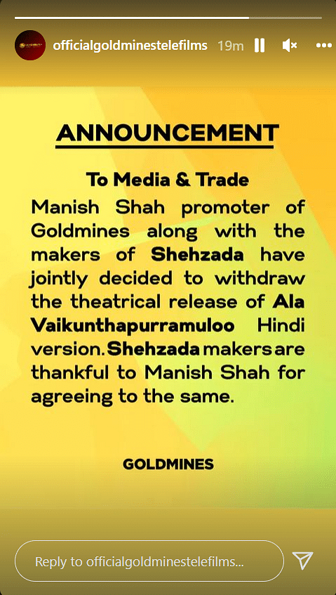'Shehzada' Makers & Manish Shah Withdraw 'Ala Vaikunthapurramuloo' Hindi Release