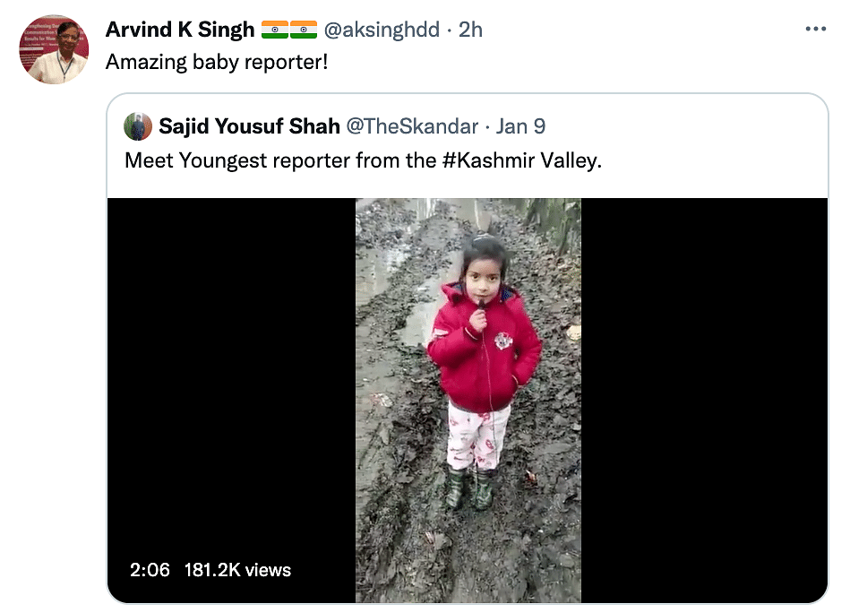 The girl, dressed in a pink jacket, has won hearts on Twitter with her reporting style.