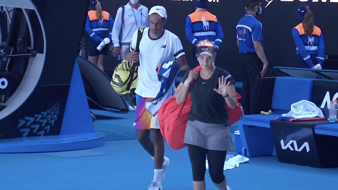 <div class="paragraphs"><p>Sania Mirza and Rajeev Ram walk off the court after their loss in the Australian Open</p></div>