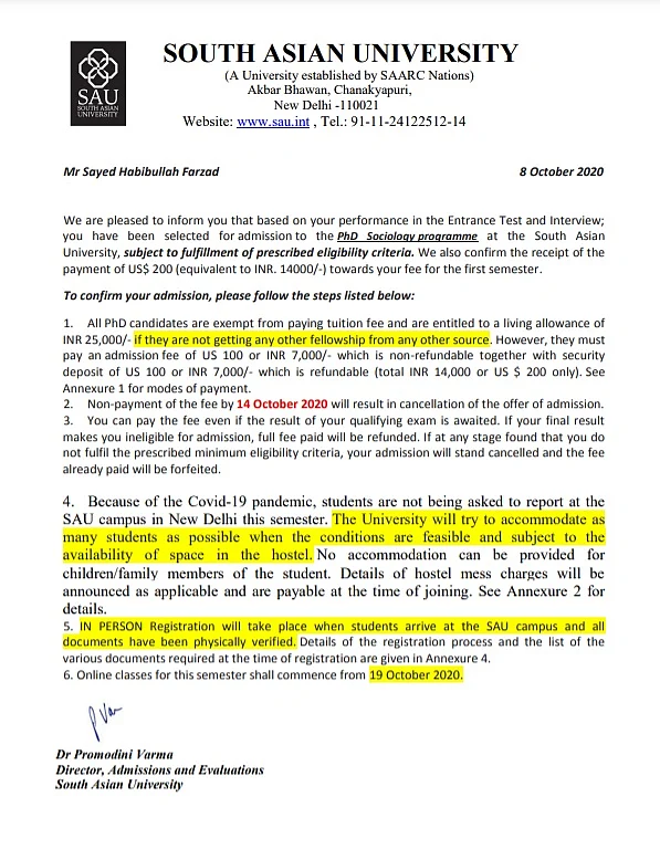 <div class="paragraphs"><p>Acceptance letter from SAU. </p></div>