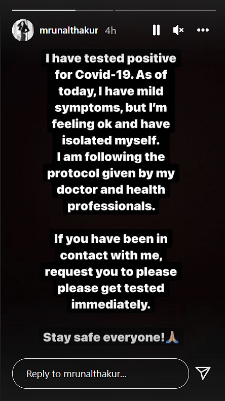 Mrunal Thakur Tests COVID Positive