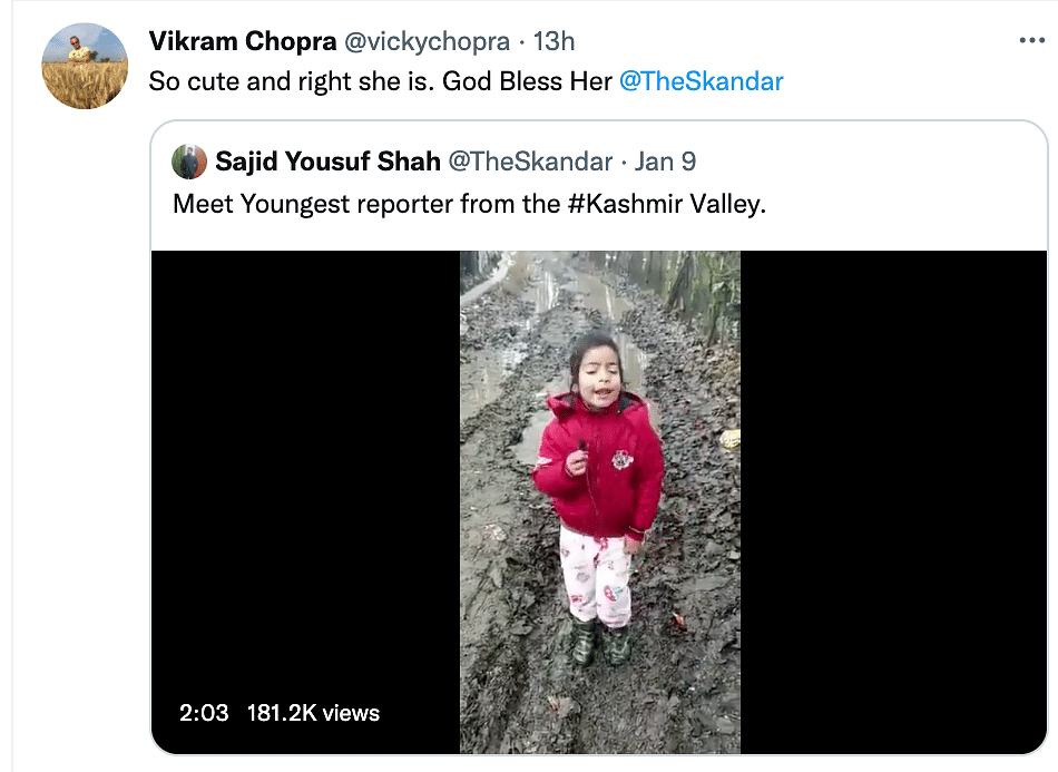 The girl, dressed in a pink jacket, has won hearts on Twitter with her reporting style.
