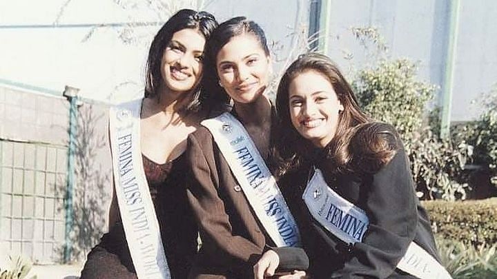 <div class="paragraphs"><p>Priyanka Chopra, Lara Dutta, and Dia Mirza during Miss India 2000.</p></div>