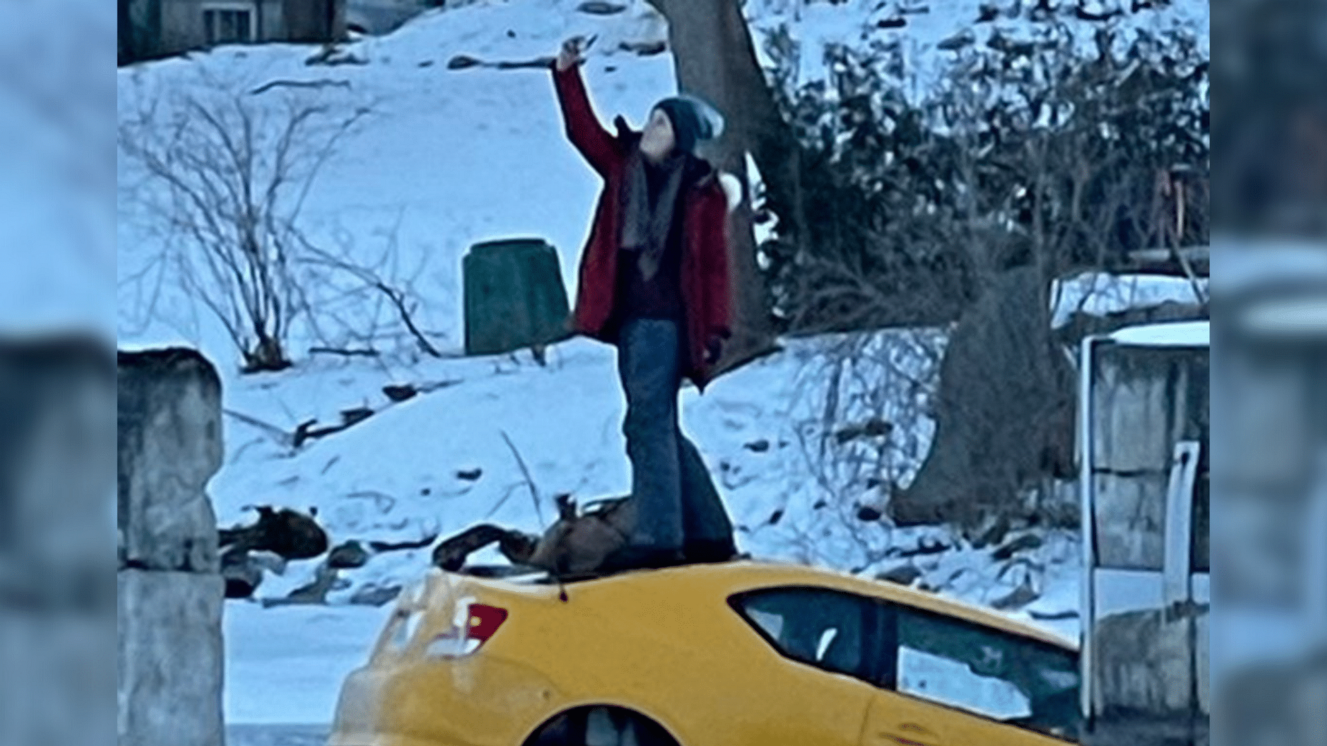 <div class="paragraphs"><p>A woman was seen taking a selfie as her car sunk in icy water in Ottawa, Canada.</p></div>