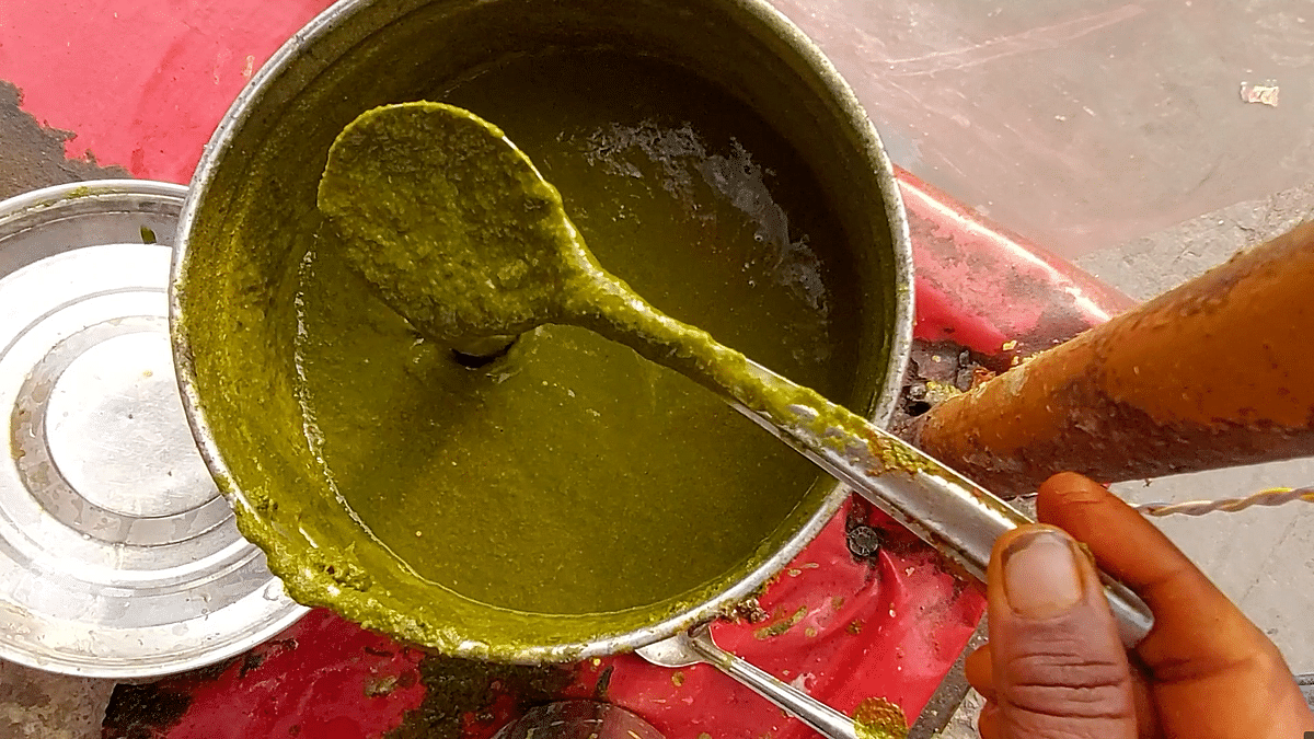 Barule is made of crunchy baby potatoes that are fried in mustard oil and served with green chutney.