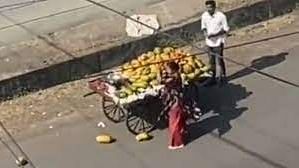 <div class="paragraphs"><p>The woman is seen throwing the vendor's fruits on the ground even as the seller pleads before her to stop.</p></div>