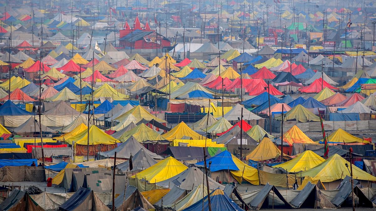 <div class="paragraphs"><p>Prayagraj: A view of tents where Hindu devotees are staying for Kalpvas during month-long Magh Mela, in Prayagraj, Wednesday, 19 January.</p></div>