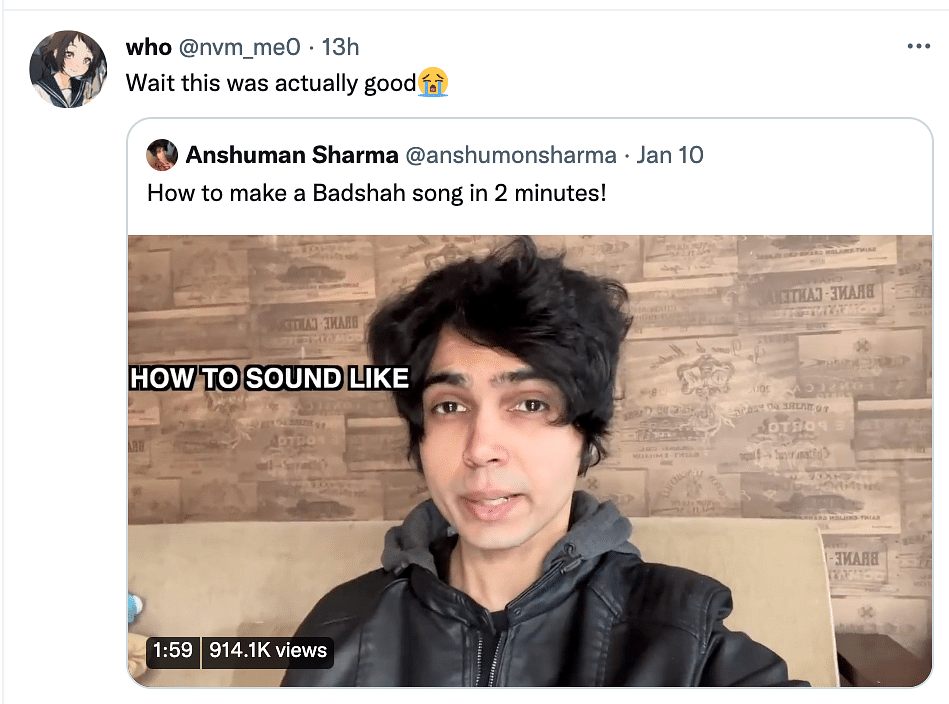 Anshuman Sharma has gone viral before for a similar video on Ritviz too.