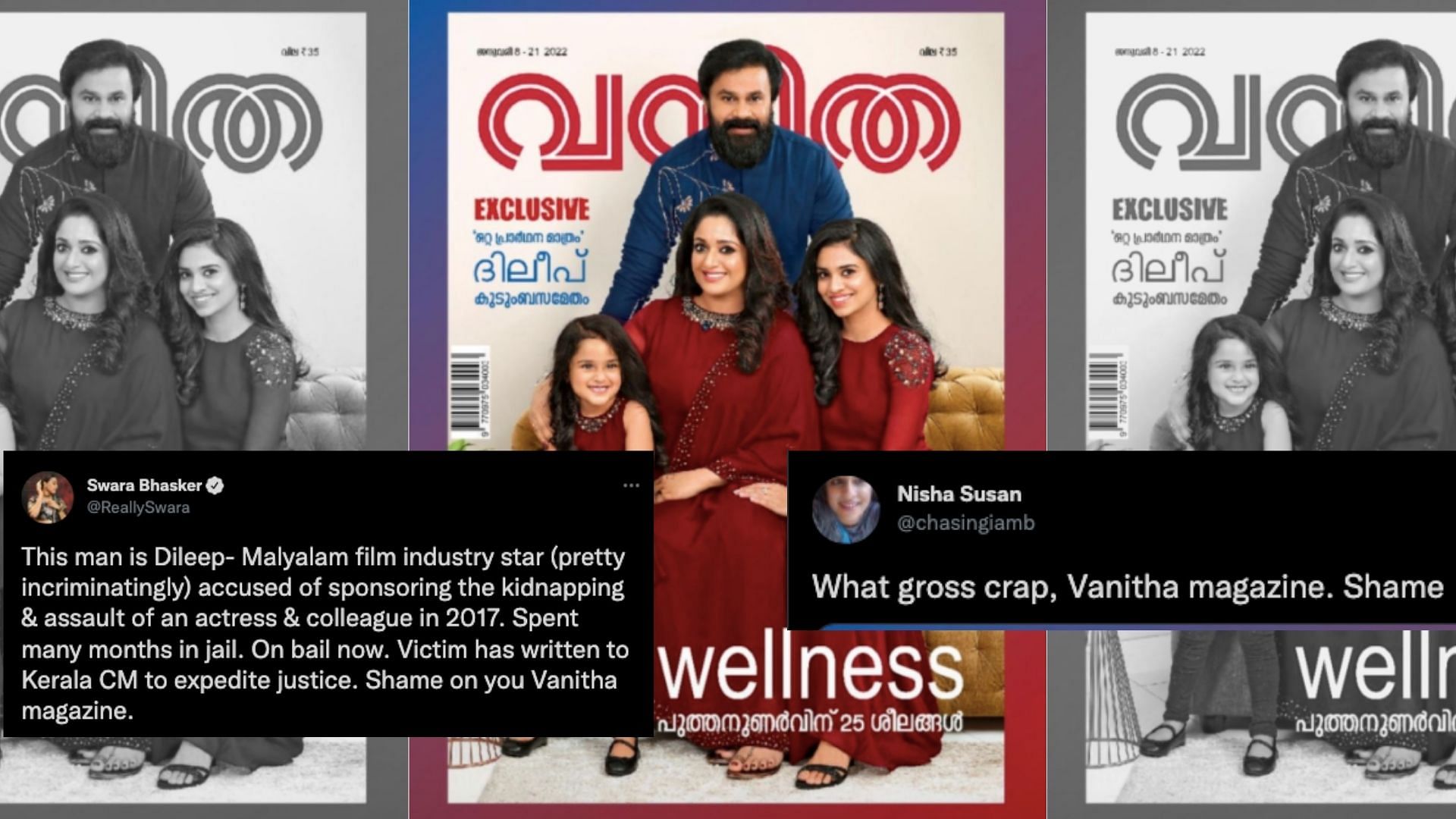 <div class="paragraphs"><p>Dileep features on the cover of the latest&nbsp;<em>Vanitha&nbsp;</em>magazine.</p></div>