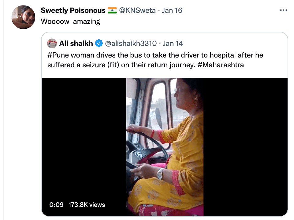 Yogita Satav drove the bus for a distance of 25 kms and managed to safely drop the driver to a hospital.