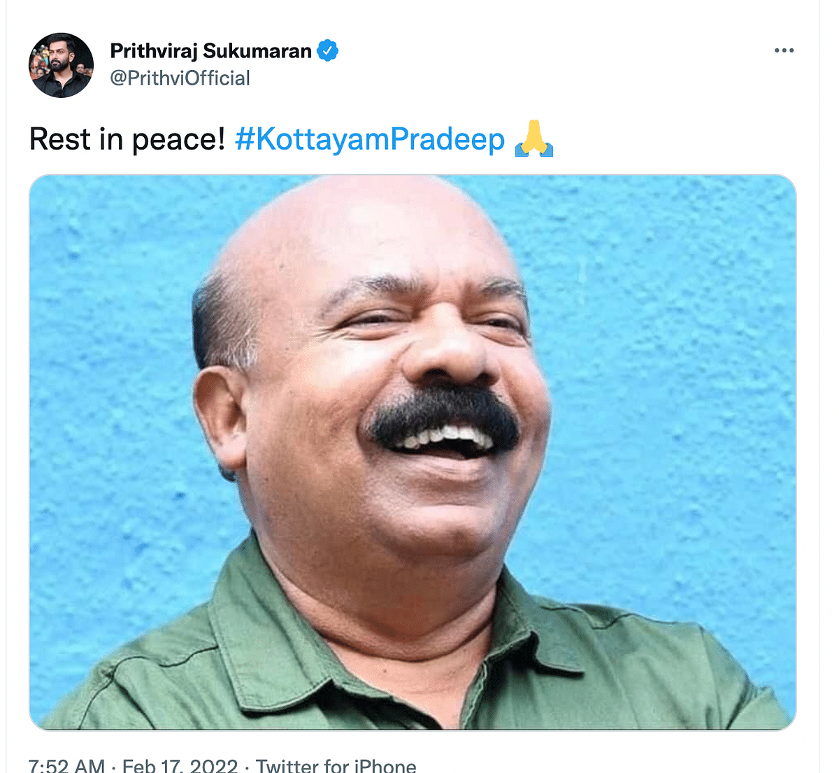 Kottayam Pradeep died of a heart attack at 61.