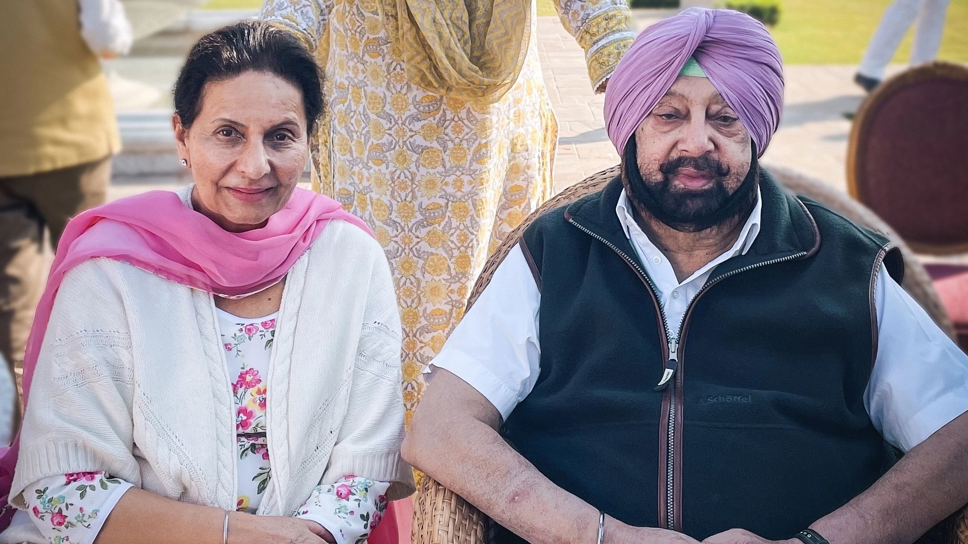 <div class="paragraphs"><p>Congress MP Preneet Kaur with her husband former Punjab chief minister Amarinder Singh.</p></div>