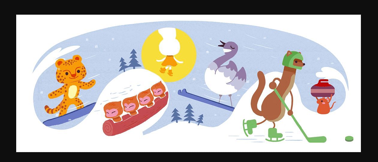 Google Doodle celebrates Day 14 of Winter Olympic Games featuring Squirrel  playing ice hockey