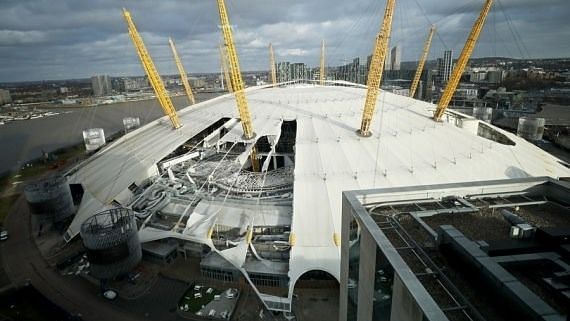 <div class="paragraphs"><p>Photo  shows roof of London's O2 Arena ripped off during Storm Eunice in London, Britain.</p></div>