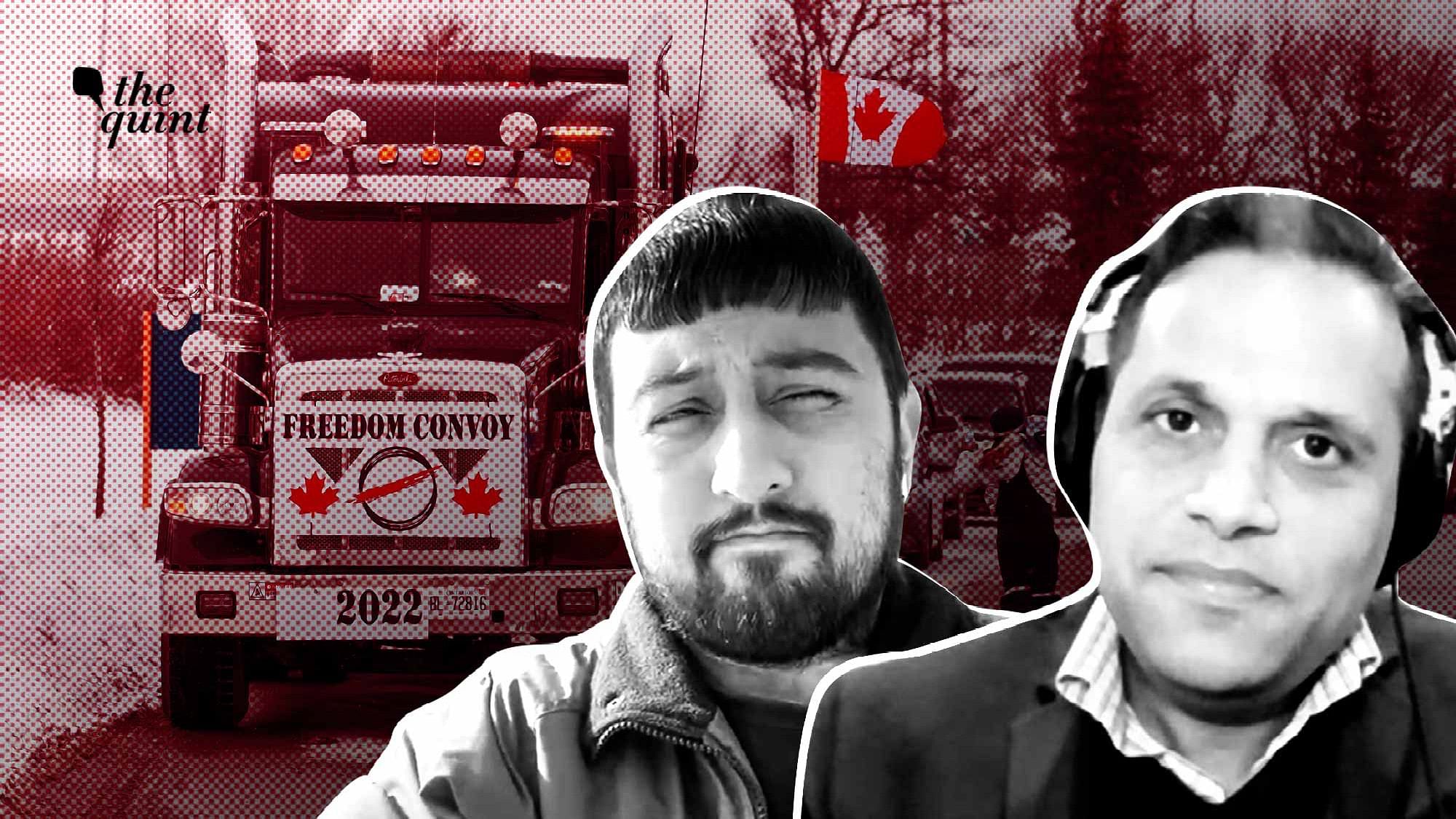 <div class="paragraphs"><p>Manbir Bharj and Manan Gupta spoke to The Quint about the ongoing truckers' protest in Canada.&nbsp;</p></div>