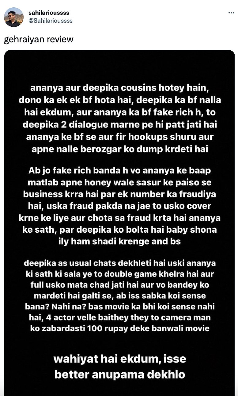 Desi Twitter Loves Only One Thing About 'Gehraiyaan': Deepika Padukone