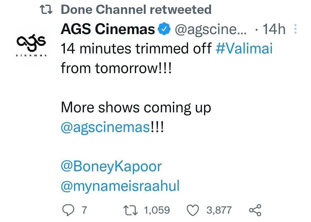 Here is how much 'Valimai''s runtime is expected to be trimmed.