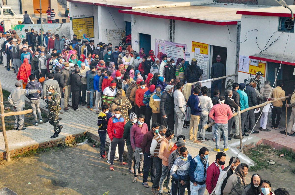 <div class="paragraphs"><p>Voting underway across polling booths in Moradabad.</p></div>