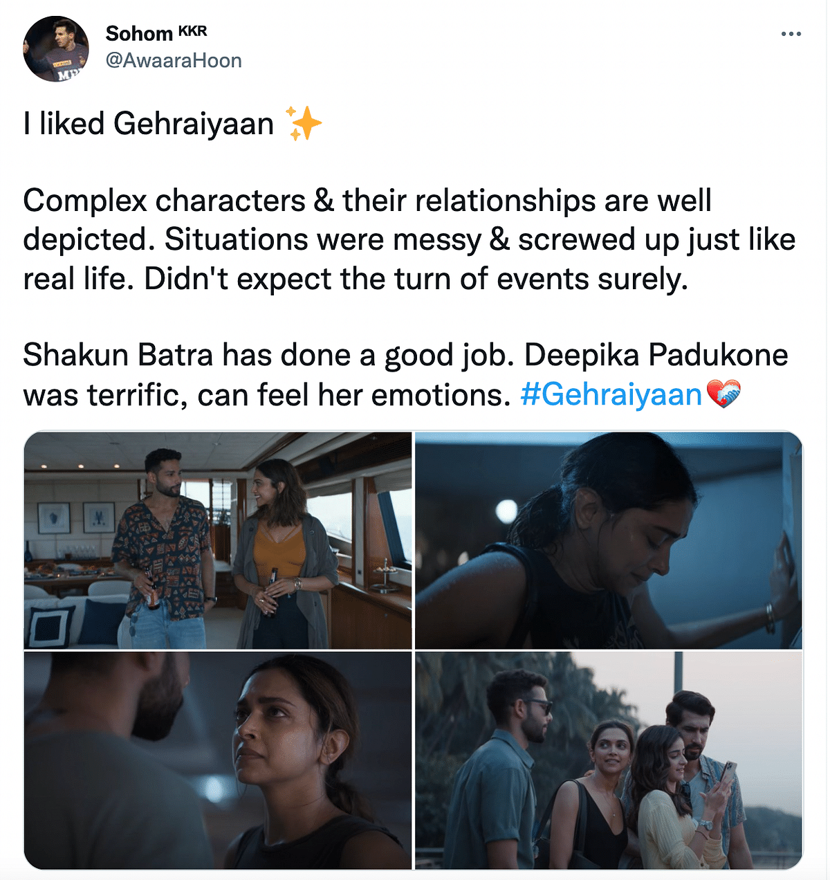 Here's what Twitter thought of Shakun Batra's 'Gehraiyaan'.