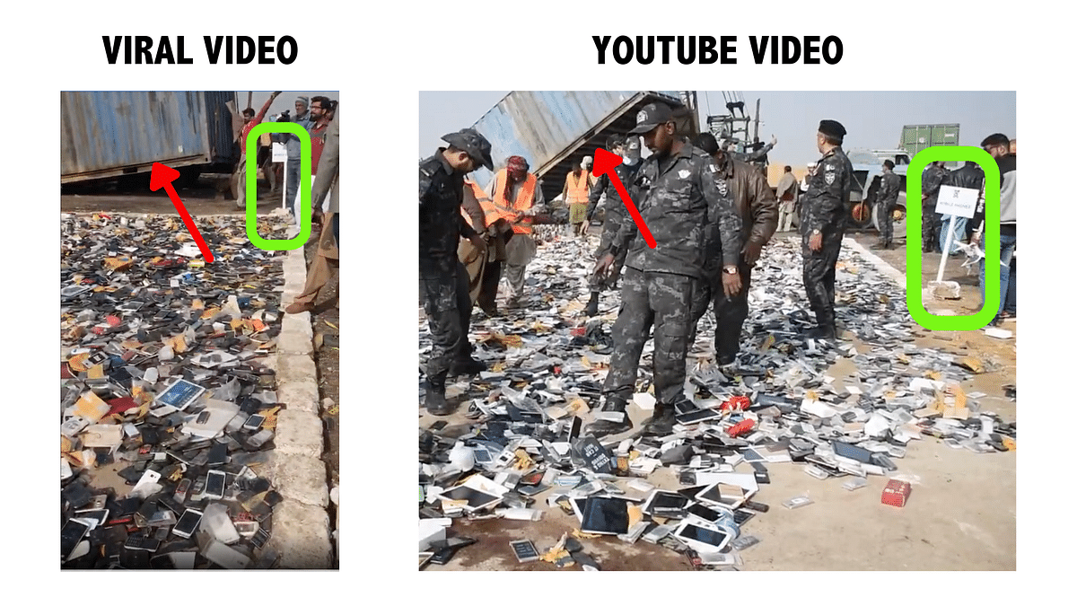 The viral video is from Pakistan and shows Customs officials destroying seized contraband in a destruction ceremony.