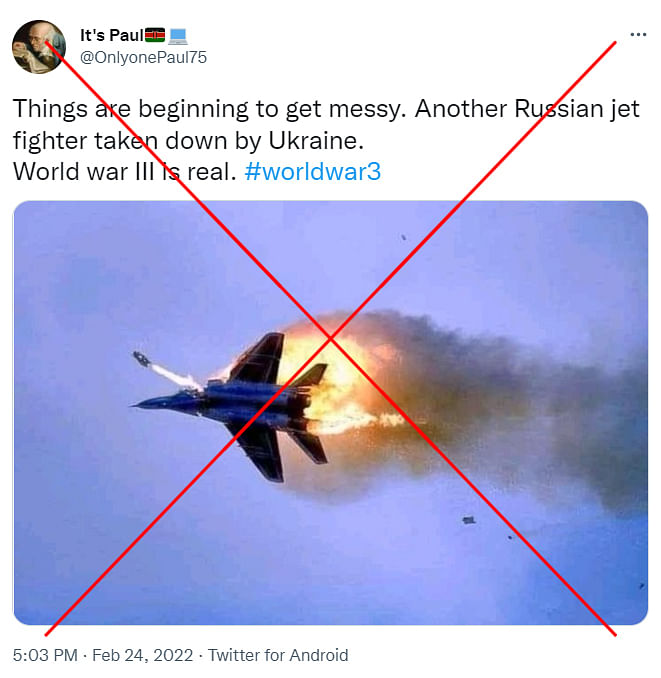 The original photograph was captured when two MiG-29 Russian jets suffered a mid-air collision in the UK.