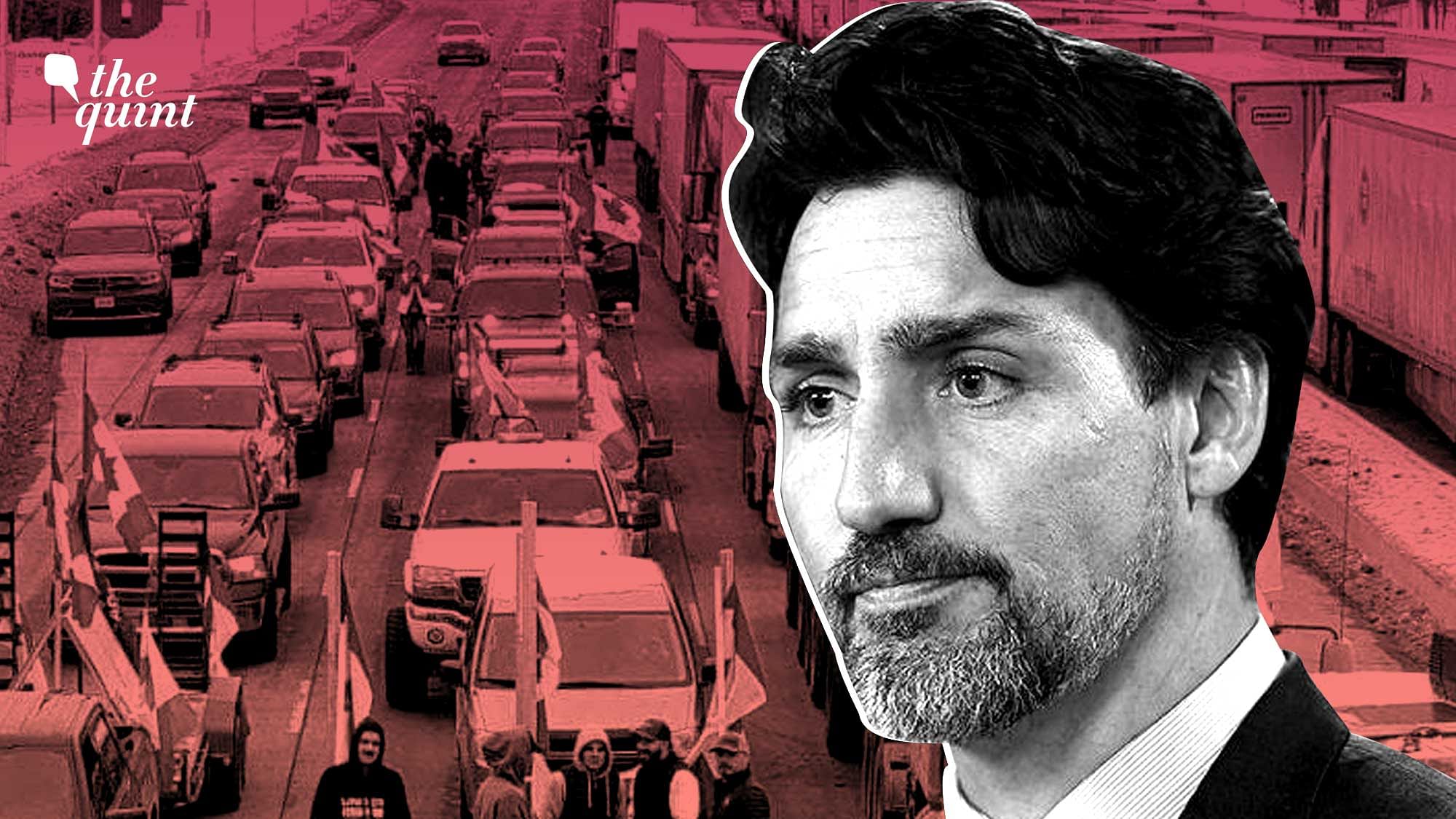 <div class="paragraphs"><p><a href="https://www.thequint.com/news/world/canada-truckers-vow-to-stay-trudeau-threatens-freeze-bank-accounts">Canadian Prime Minister Justin Trudeau has turned to draconian measures</a> to scuttle truckers' protests.&nbsp;</p></div>