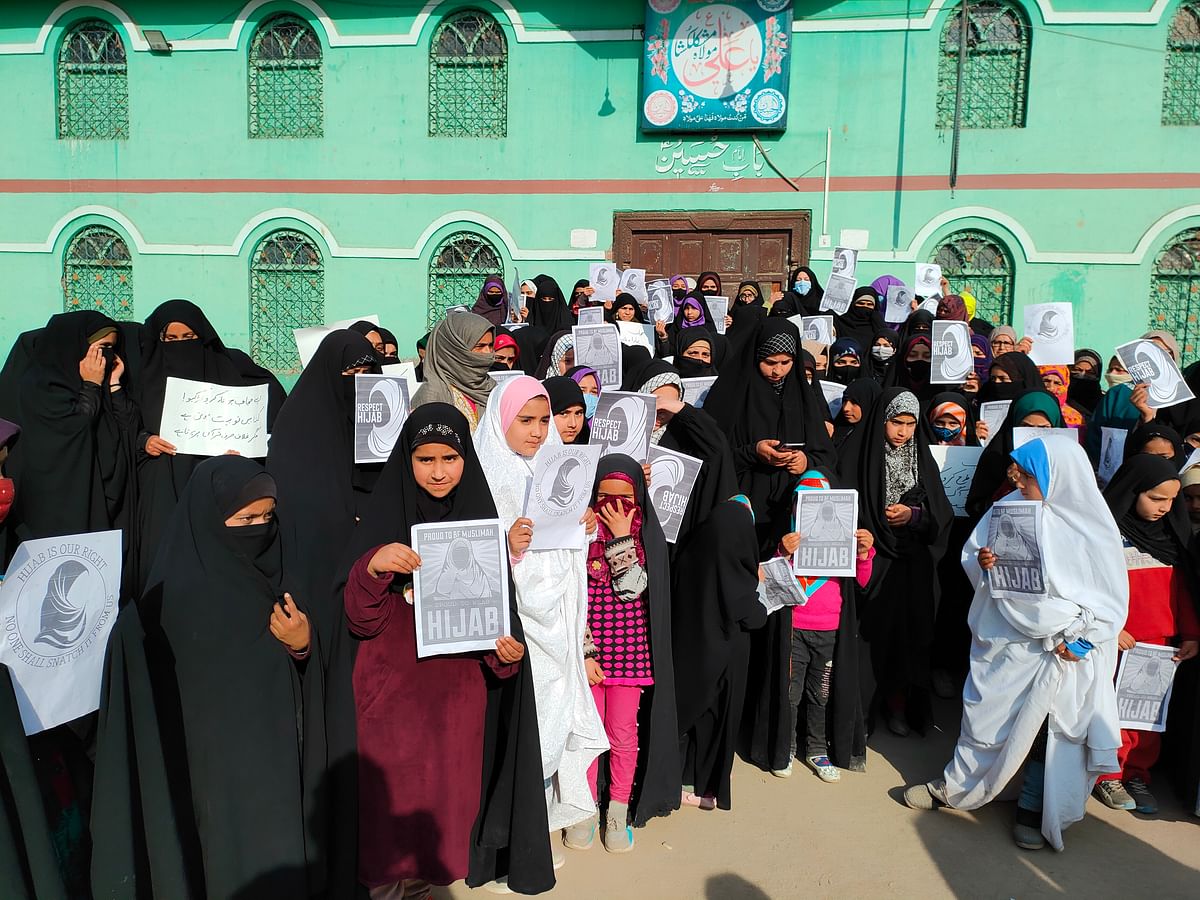 On 13 February, women from Budgam district staged a peaceful protest over the hijab ban.