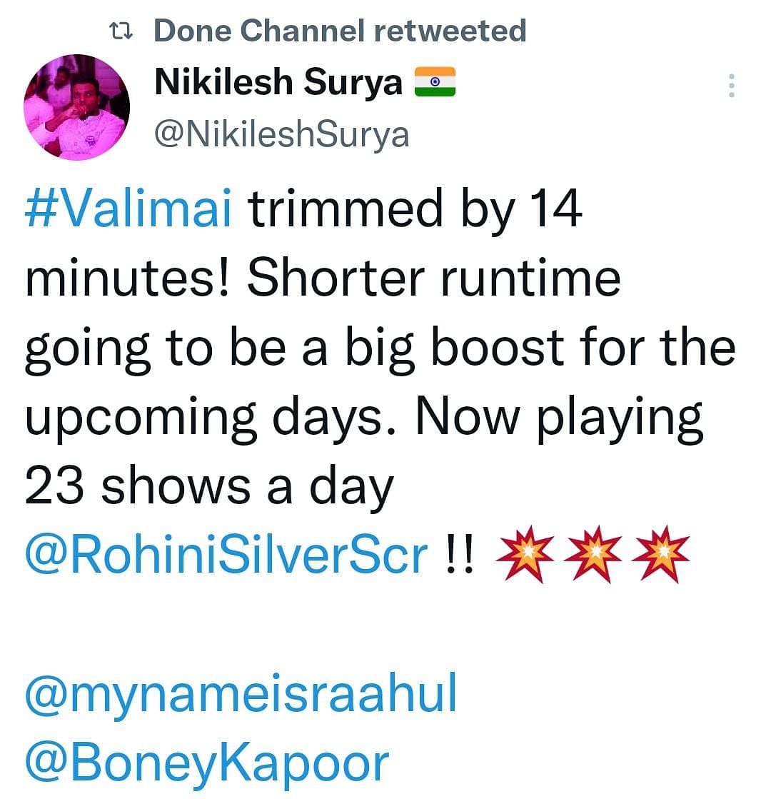 Here is how much 'Valimai''s runtime is expected to be trimmed.