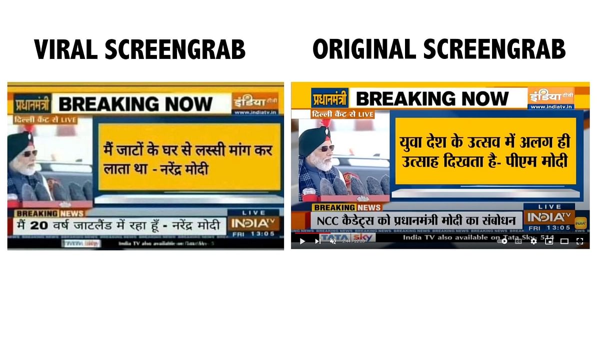 The screengrab of the India TV bulletin is morphed and the text has been edited to it. 
