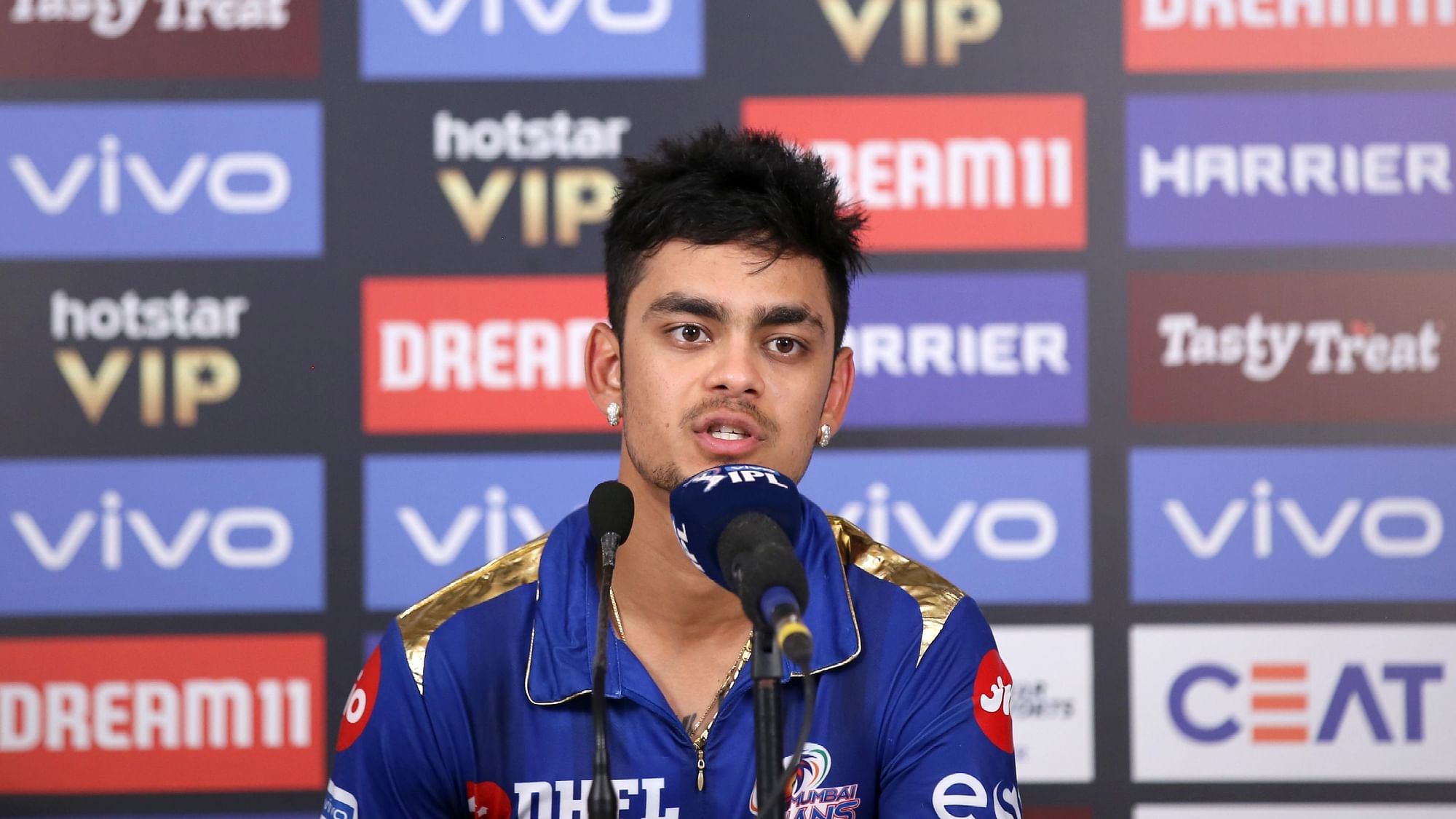 Ishan Kishan of Mumbai Indians speaks at the press conference after the match against Rajasthan Royals.&nbsp;