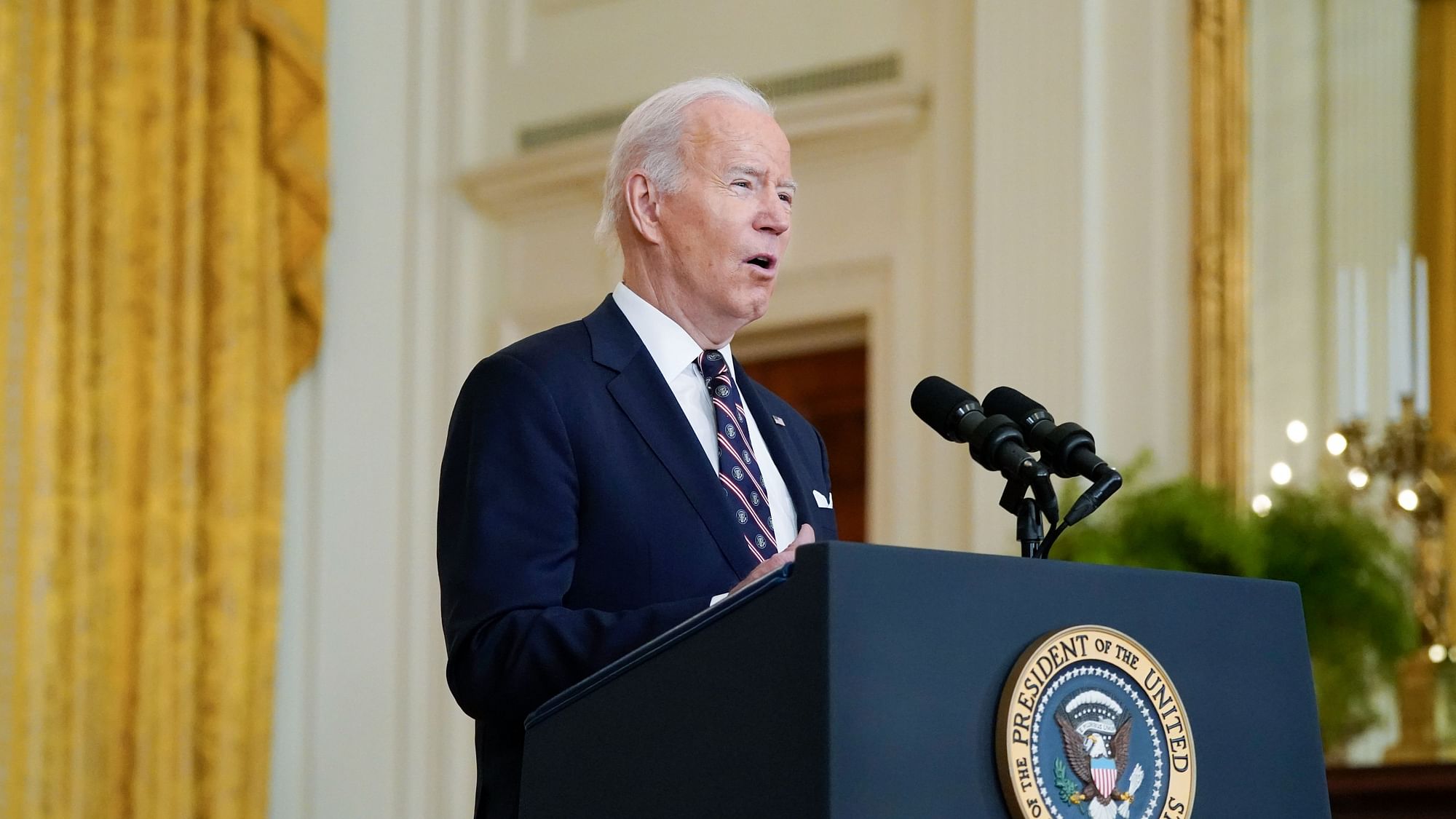 <div class="paragraphs"><p>United States President Joe Biden speaks about Ukraine in the East Room of the White House, Tuesday, 22 February in Washington.</p></div>