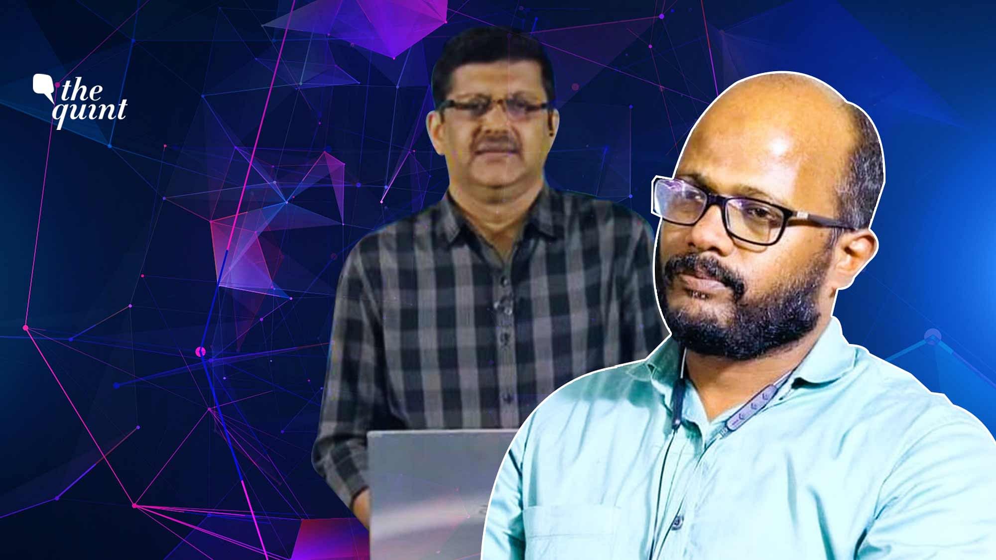 <div class="paragraphs"><p>C Dawood, the managing editor of Malayalam news channel MediaOne (foreground) and Pramod Raman (background), the Editor of MediaOne.&nbsp;</p></div>