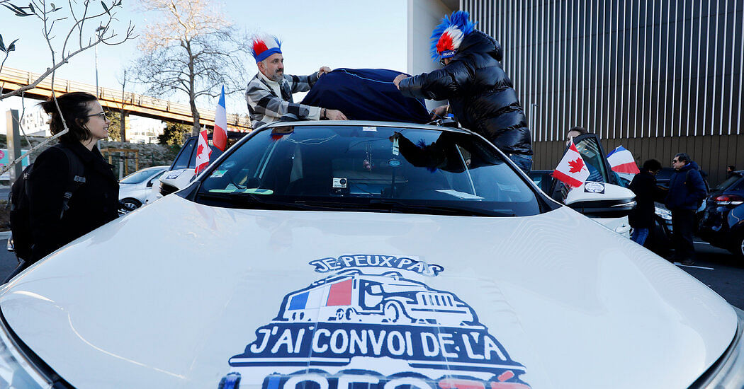 <div class="paragraphs"><p>Truckers protesting in France.&nbsp;</p></div>