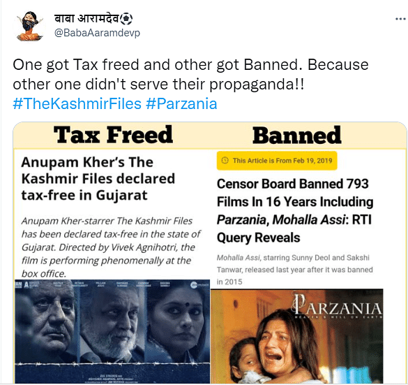 'The Kashmir Files' Declared Tax-Free; 'Why Was 'Parzania' Banned?' Netizens Ask