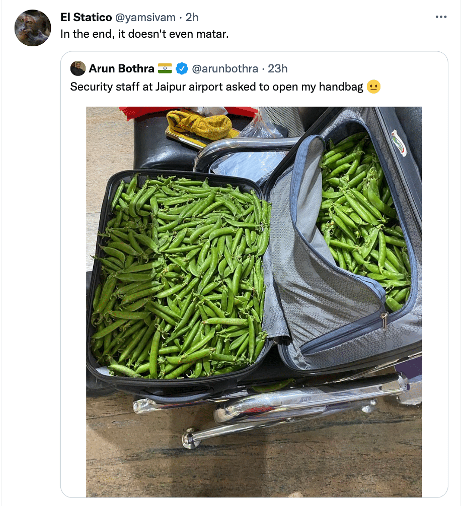 Puns such as "Mutter of concern" and "Give peas a chance" started making the rounds on Twitter.