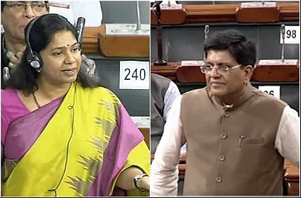 <div class="paragraphs"><p>Tamil Nadu MP Kanimozhi Karunanidhi requested Piyush Goyal to speak in English as her question was in the same language.</p></div>
