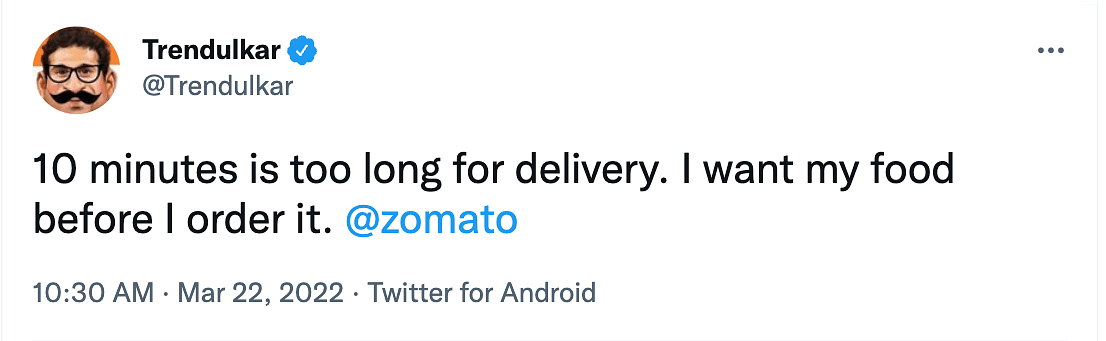 Zomato has garnered backlash on social media after announcing a new 10 minute delivery system.