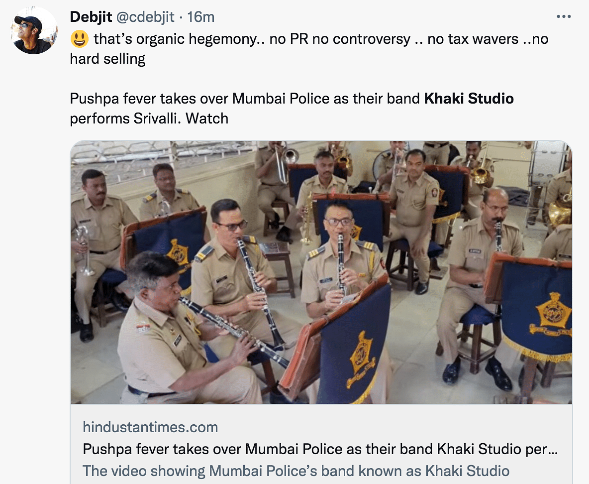 Mumbai Police sure knows how to create a buzz! Watch the Khaki Studio's rendition of Srivalli winning hearts!