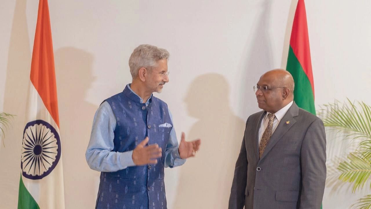 <div class="paragraphs"><p>India's External Affairs Minister S Jaishankar  with this Maldivian counterpart Abdulla Shahid.&nbsp;</p></div>