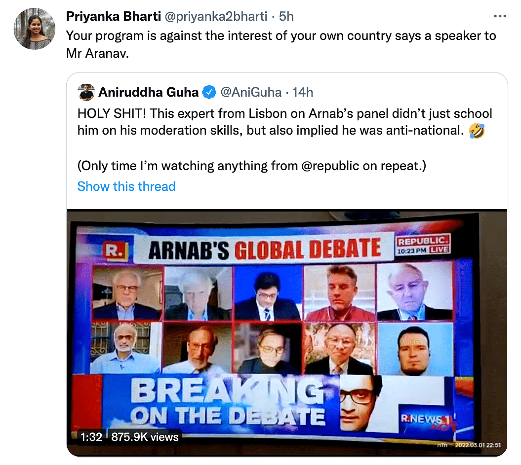 The nation wants to know how a panelist got away with speaking for a whole minute on Arnab Goswami's show.