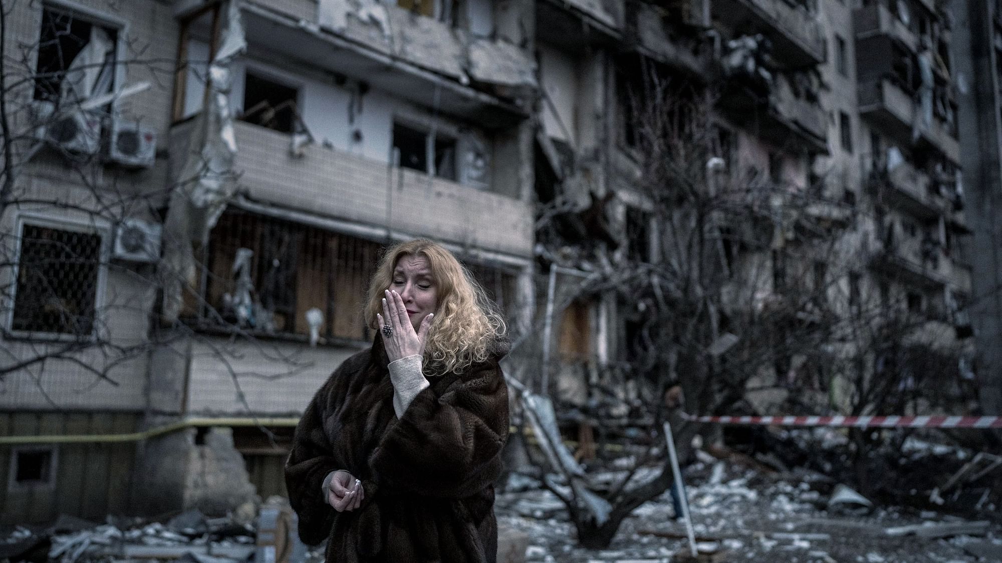 <div class="paragraphs"><p>A Ukrainian woman weeps after her house was destroyed in the ongoing war. Photo for representation.&nbsp;</p></div>