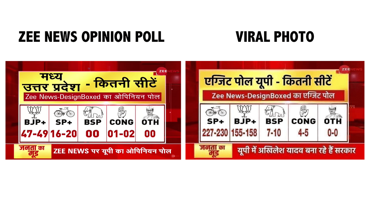 The image was morphed to show that the Samajwadi Party would win the Uttar Pradesh polls with a comfortable margin.