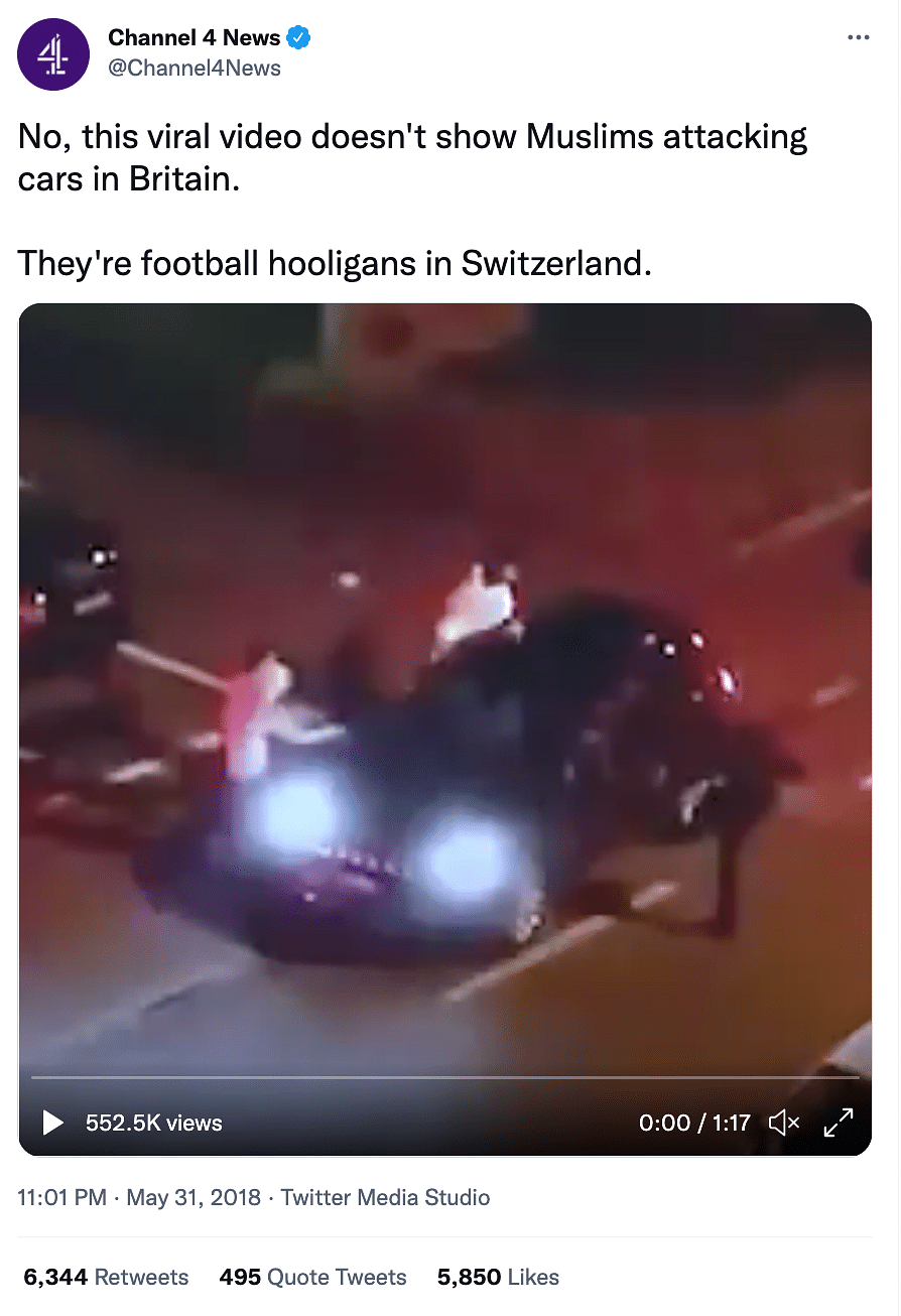 The video is from 2018 when hooligans vandalised cars in Basel, Switzerland after a football match. 