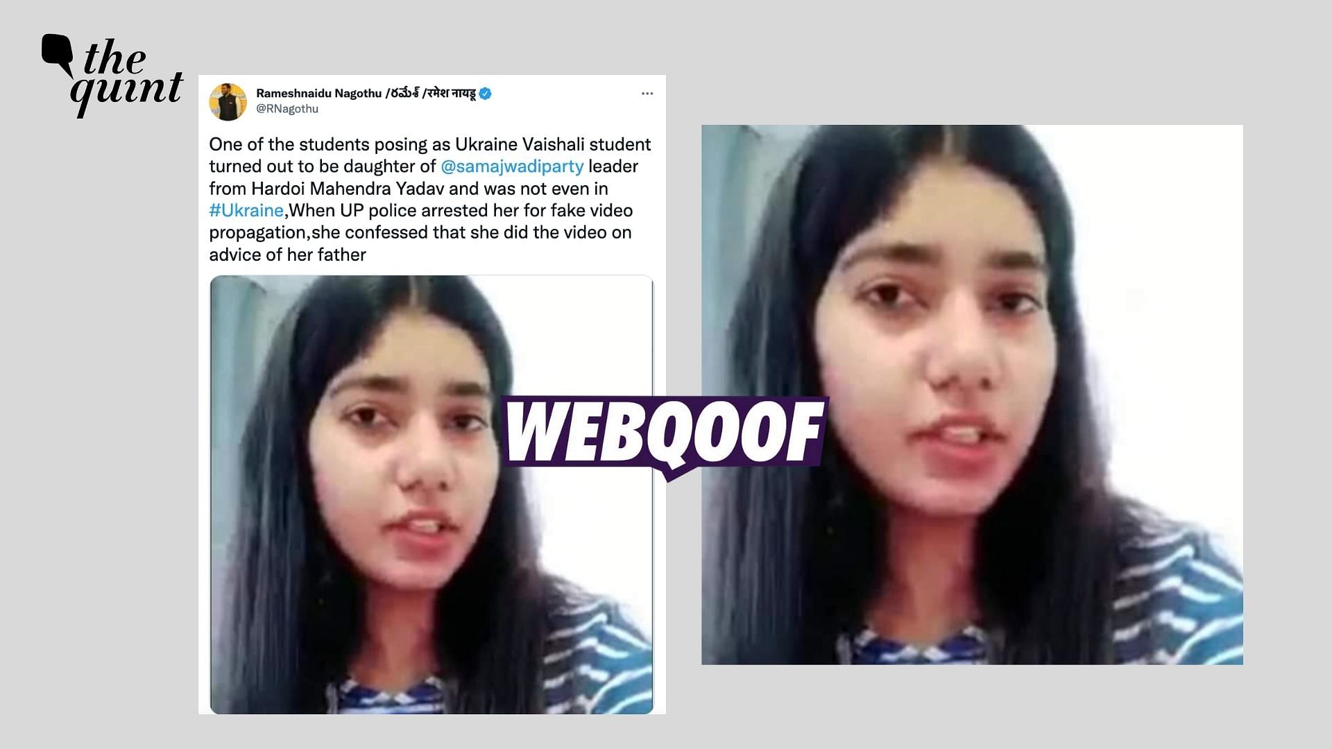 <div class="paragraphs"><p>Fact-Check | Vaishali Yadav made the video when she was stuck in Ukraine.&nbsp;</p></div>