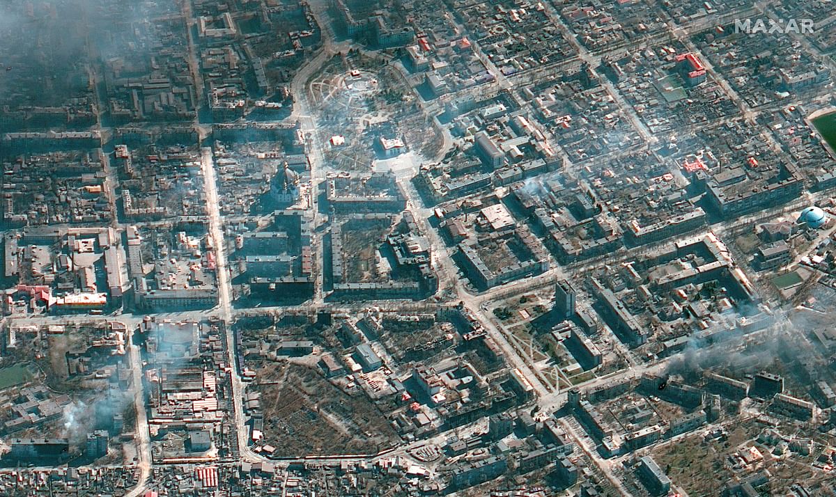<div class="paragraphs"><p>This satellite image provided by Maxar Technologies on Monday, 21 March, shows the damaged Mariupol Drama theater.</p></div>