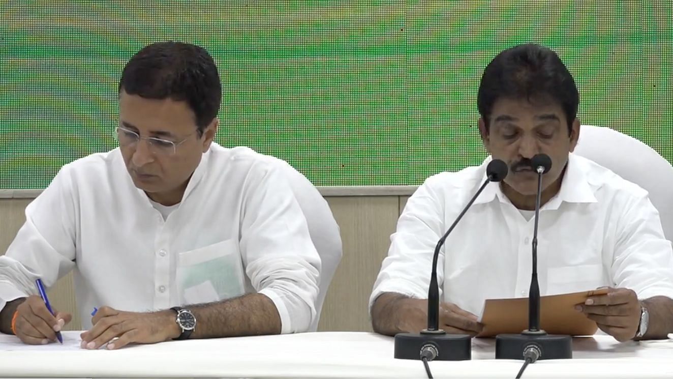 <div class="paragraphs"><p>Spokesperson Randeep Surjewala and General Secretary KC Venugopal briefing the Congress Working Committee (CWC).</p></div>